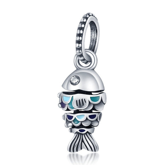 Charm Colgante De Pescado Con Detalles En Turquesa