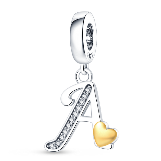 Charms Alfabeto A-Z con Corazón Dorado