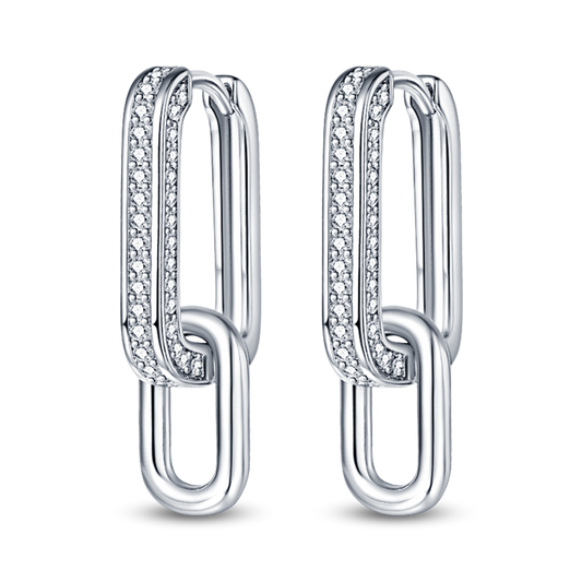 Pendientes De Aro Rectángulo Bordes Curvos Plata / Oro Rosa