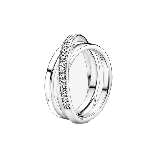Anillo Doble Vuelta Enlazado Pavé