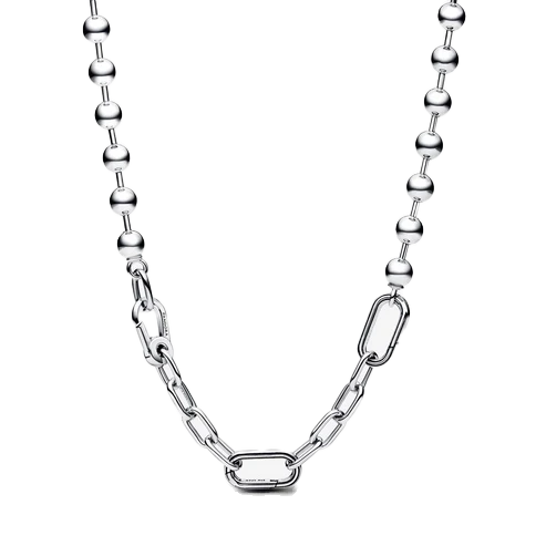 Collar De Eslabones Y Cuentas Metalicas