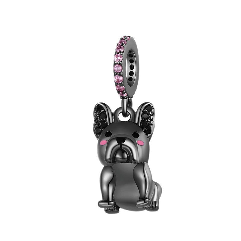Charm Colgante De Bulldog Francés Gris Oscuro