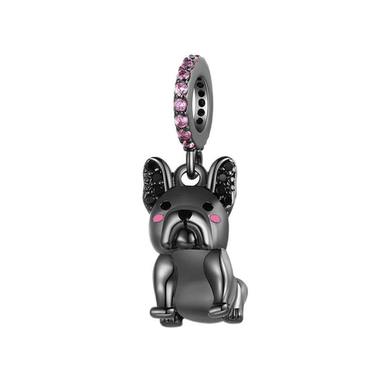 Charm Colgante De Bulldog Francés Gris Oscuro