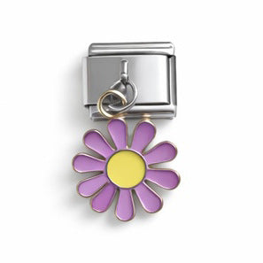 Charm Para Brazalete Italiano Flor Colgante