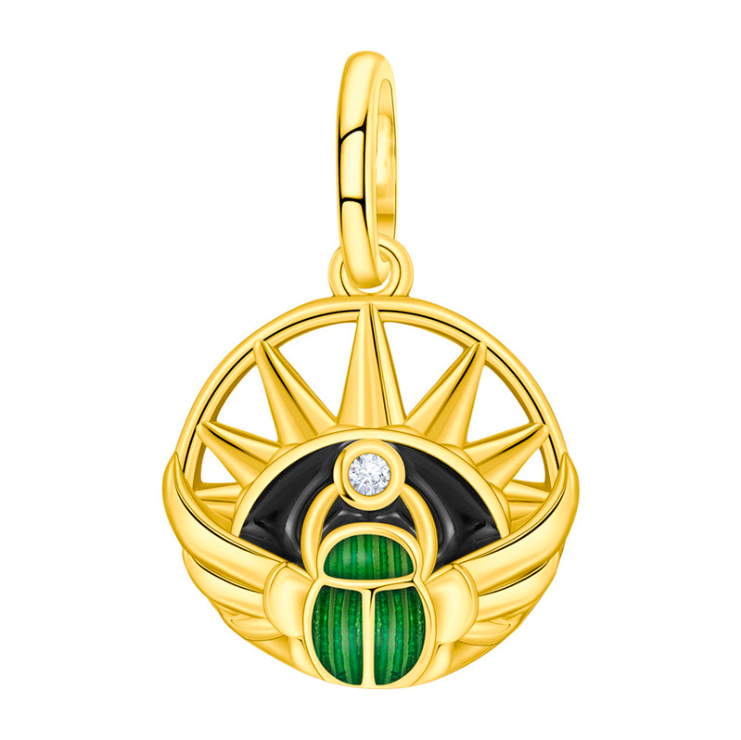 Charm Colgante Medallón Dorado De Escarajabo