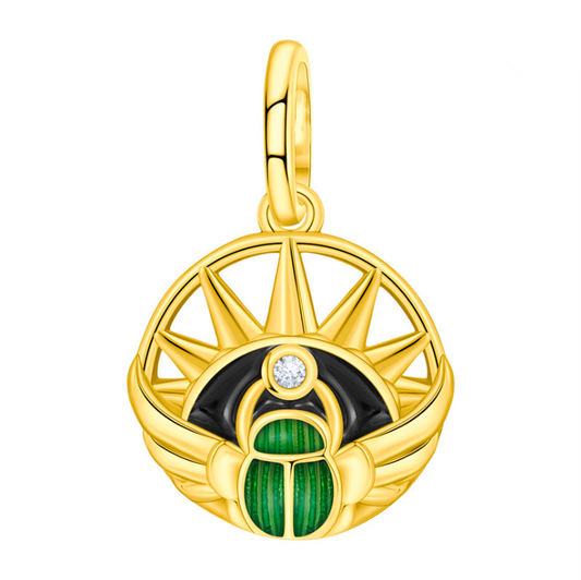 Charm Colgante Medallón Dorado De Escarajabo