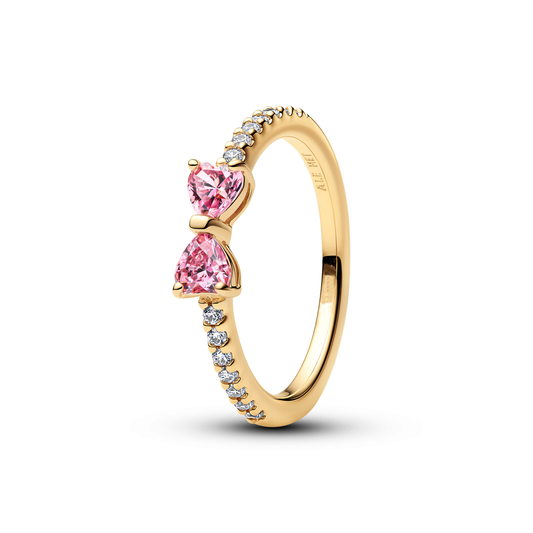 Anillo Moño Rosa Con Pavé