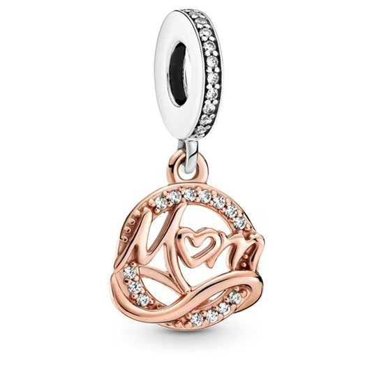 Charm Colgante De Dos Tonos Mamá Rosa