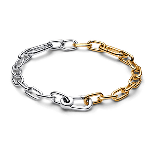 Brazalete Cadena Eslabones Plata Y Oro