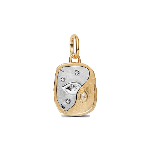 Charm Colgante Medallón Nazar Doble Tono