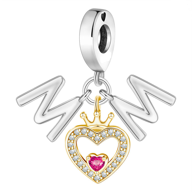 Charm Colgante Corazón De Mamá Reina Con Corona