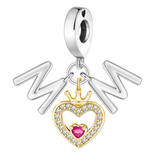 Charm Colgante Corazón De Mamá Reina Con Corona