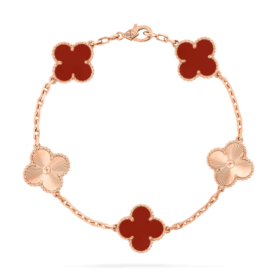 Brazalete Alhambra Oro Rosa, Cornalina, 5 Motivos