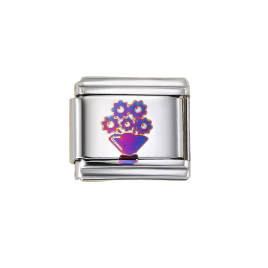 Charm Para Brazalete Italiano Tornasol Arreglo Floral