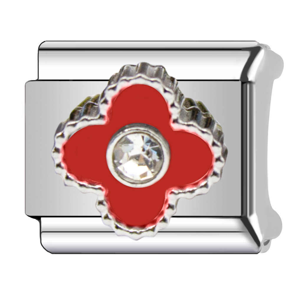 Charm Para Brazalete Italiano Alhambra, 5 motivos Plata Con Perla
