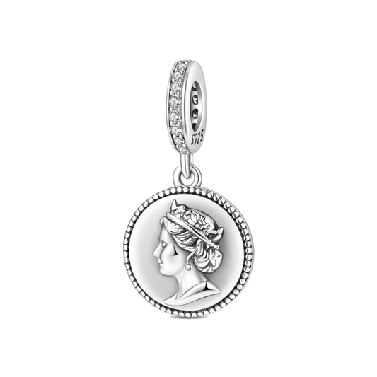 Charm Colgante Medallón Moneda Plata