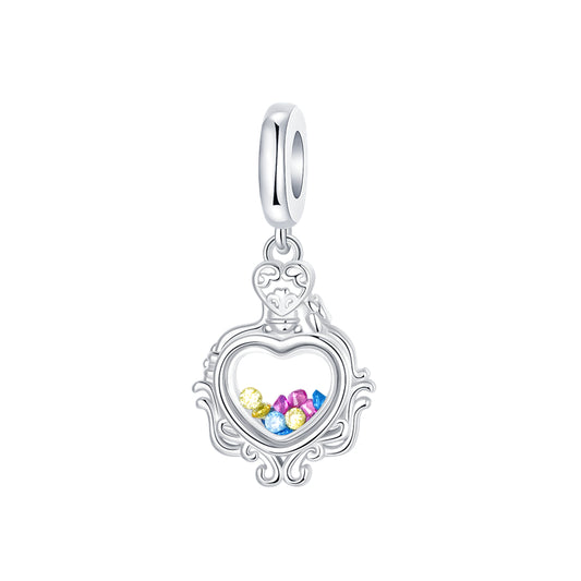 Charm Colgante Corazón Con Cristales De Colores