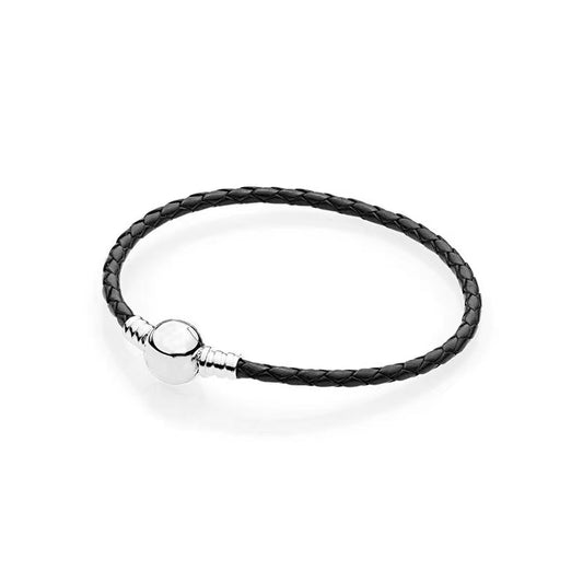Brazalete De Cuero Con Broche De Esfera