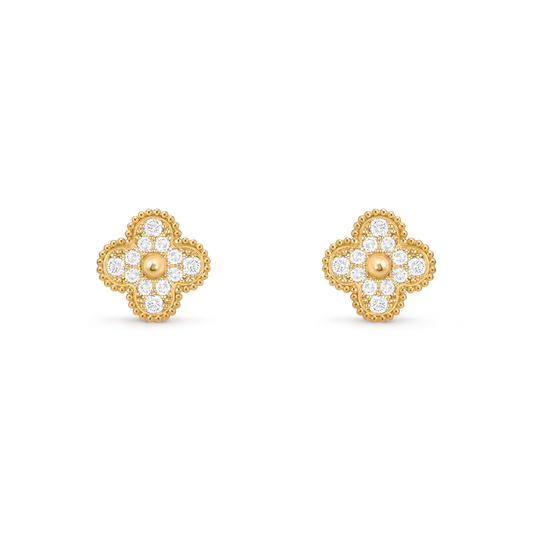 Pendientes De Botón Alhambra Oro Amarillo, Diamante