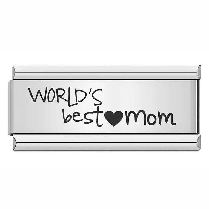 Charm Largo Para Brazalete Italiano La Mejor Mamá Del Mundo