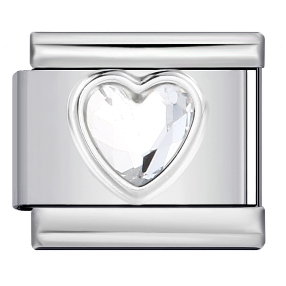 Charm Para Brazalete Italiano Piedra Preciosa Corazón