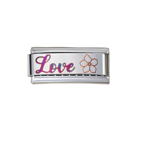 Charm Largo Para Brazalete Italiano Tornasol Love