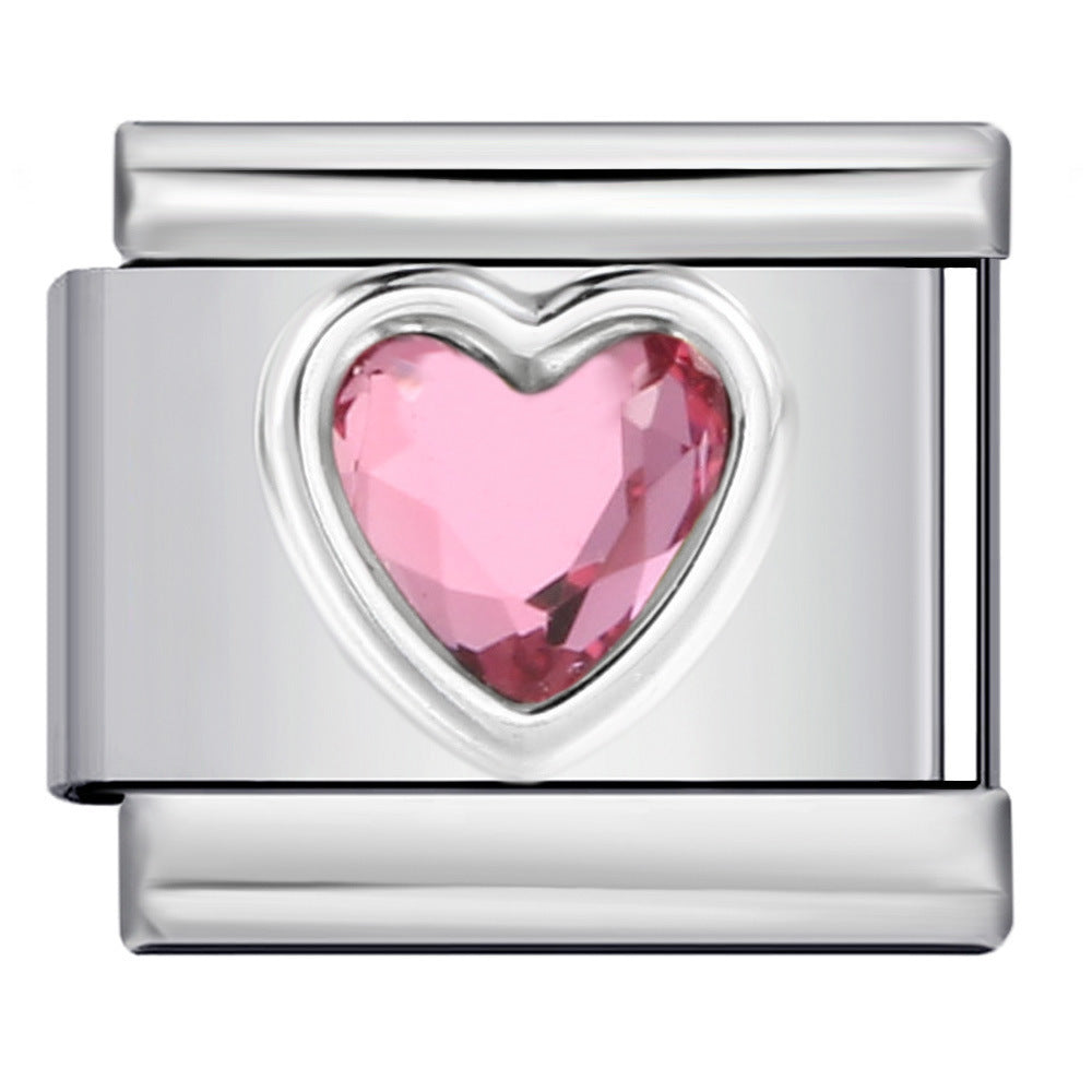 Charm Para Brazalete Italiano Piedra Preciosa Corazón