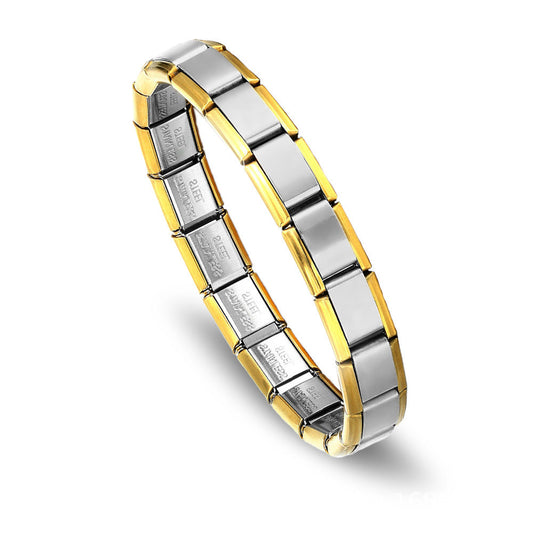 Brazalete Italiano Bicolor Oro Y Plata