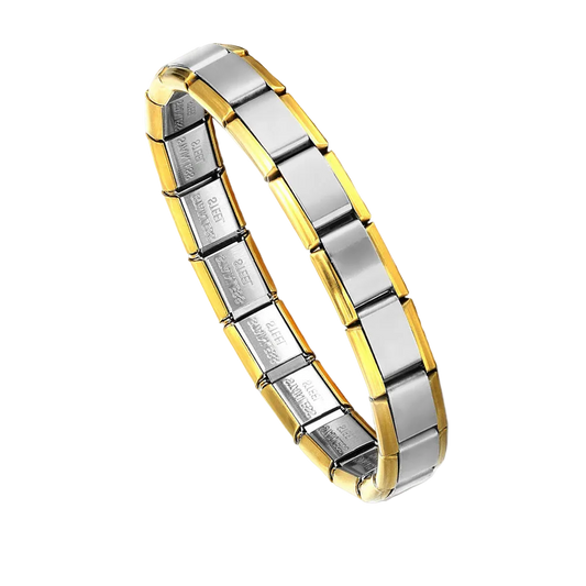 Brazalete Italiano Bicolor Oro Y Plata