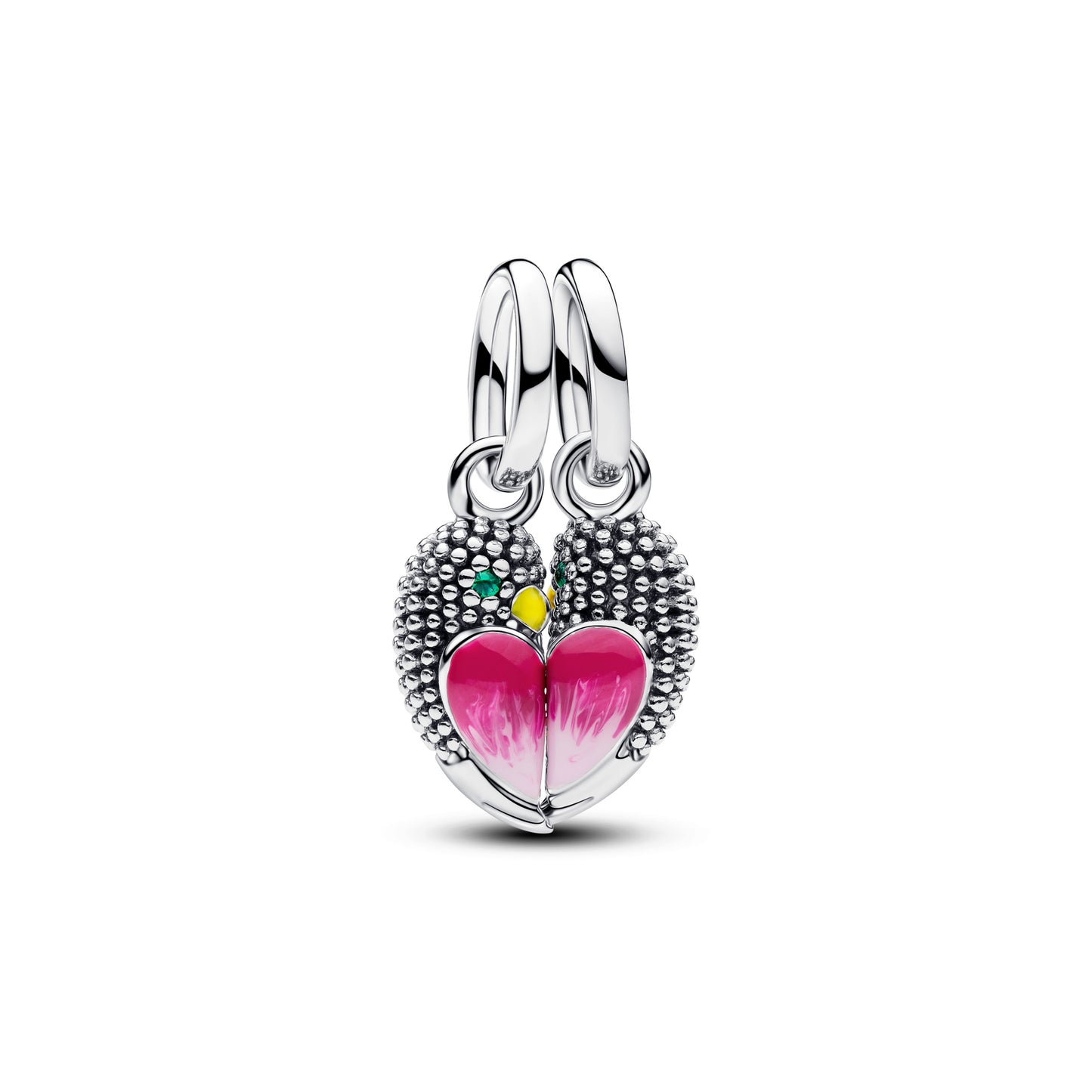 Charm Colgante Doble Corazón Rosa