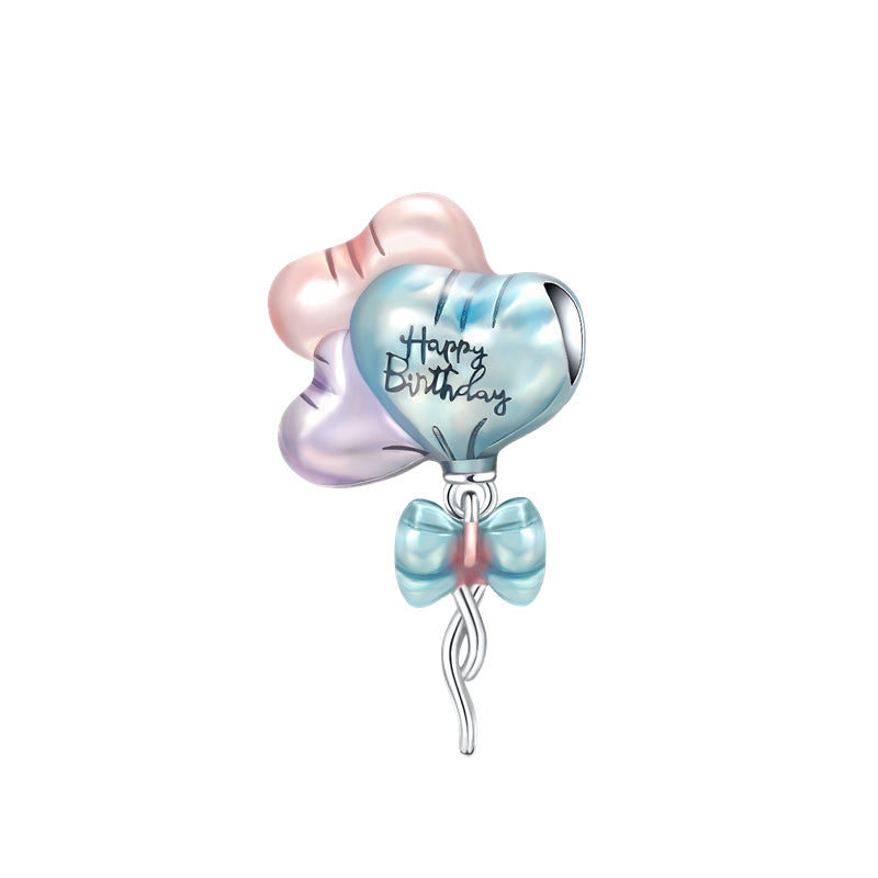 Charm Colgante Moño Y Globos De Cumpleaños
