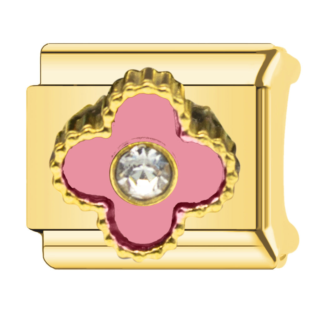 Charm Para Brazalete Italiano Alhambra, 5 motivos Oro Con Perla