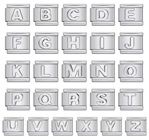 Charm Para Brazalete Italiano Alfabeto A-Z Plata
