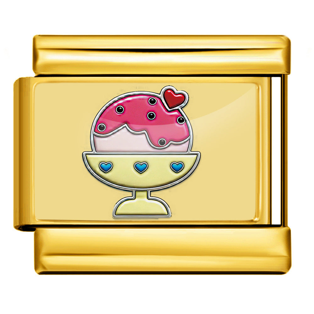 Charm Para Brazalete Italiano Copa De Helado Plata / Oro