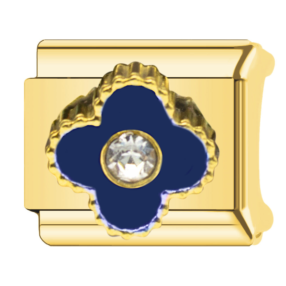 Charm Para Brazalete Italiano Alhambra, 5 motivos Oro Con Perla