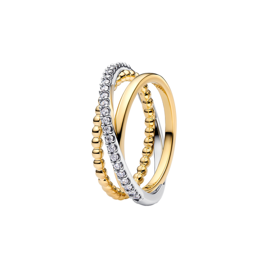 Anillo Triple Cruzado Dos Tonos