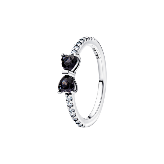 Anillo Moño Corazones Negros