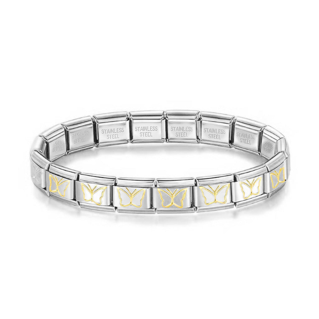 Brazalete Italiano Mariposas Plateado