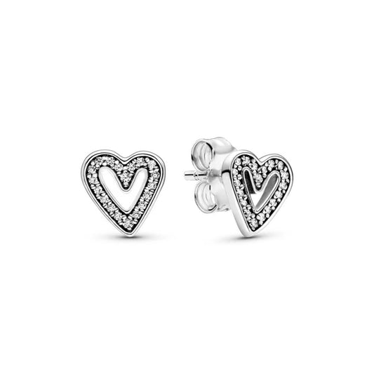Pendientes De Botón Corazón Pavé