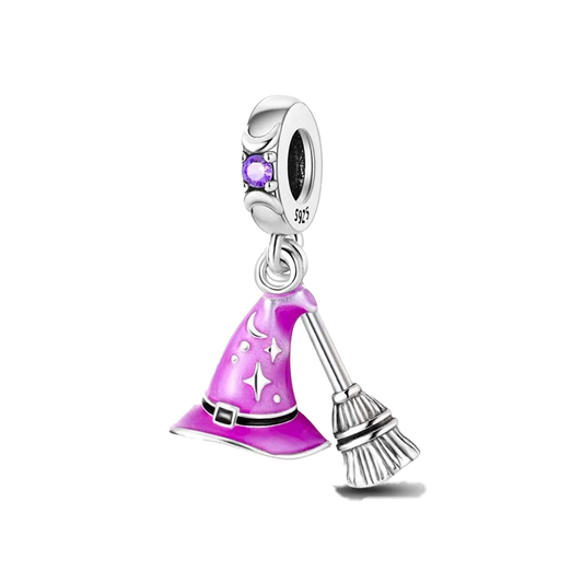 Charm Colgante Sombrero Bruja Y Escoba
