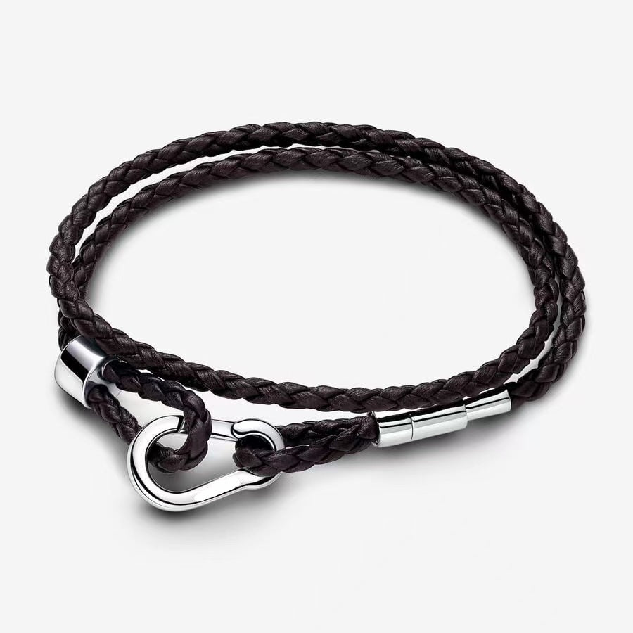 Brazalete De Cuero Doble Vuelta Broche Gancho