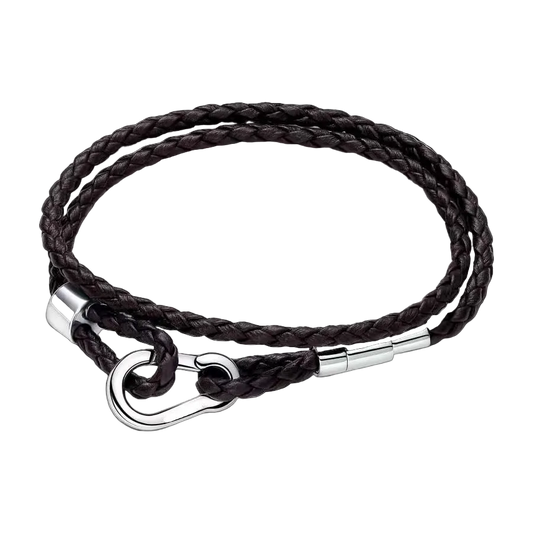 Brazalete De Cuero Doble Vuelta Broche Gancho