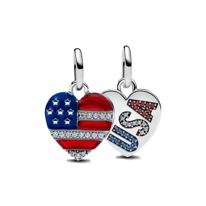 Charm Colgante Doble Corazón USA