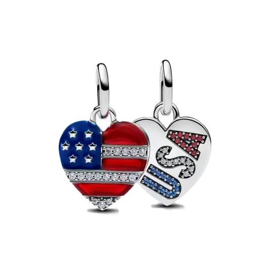 Charm Colgante Doble Corazón USA