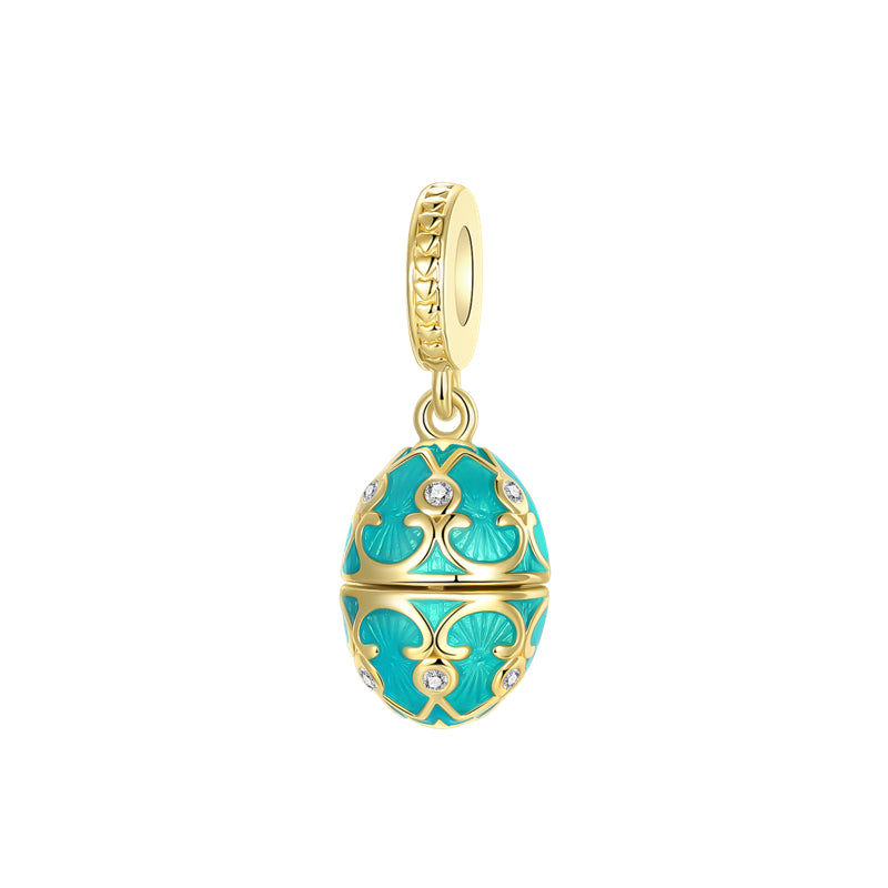 Charm Colgante Huevo De Pascua Turquesa Y Dorado