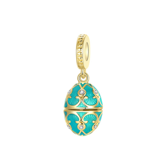 Charm Colgante Huevo De Pascua Turquesa Y Dorado