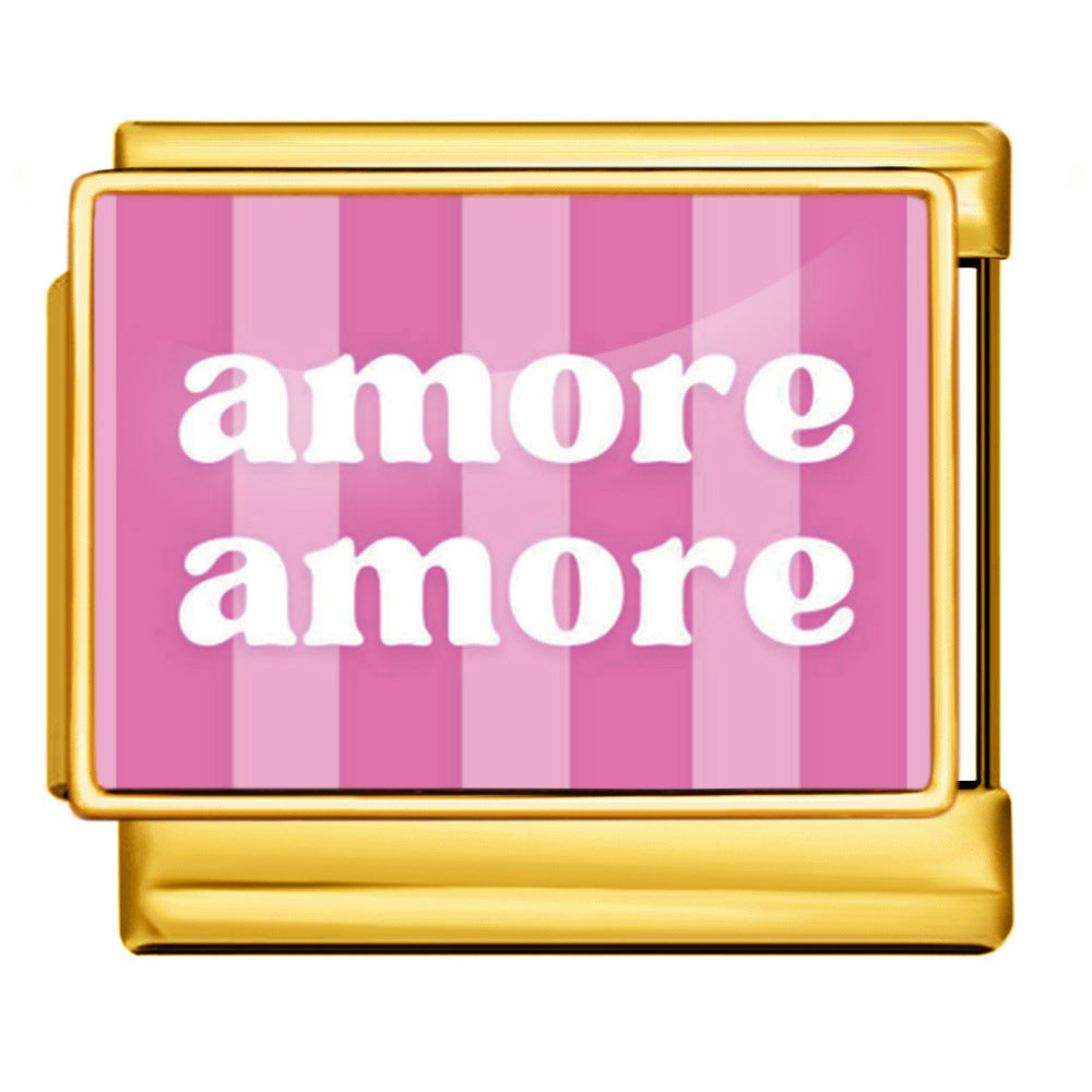 Charm Para Brazalete Italiano Amore Plata / Oro