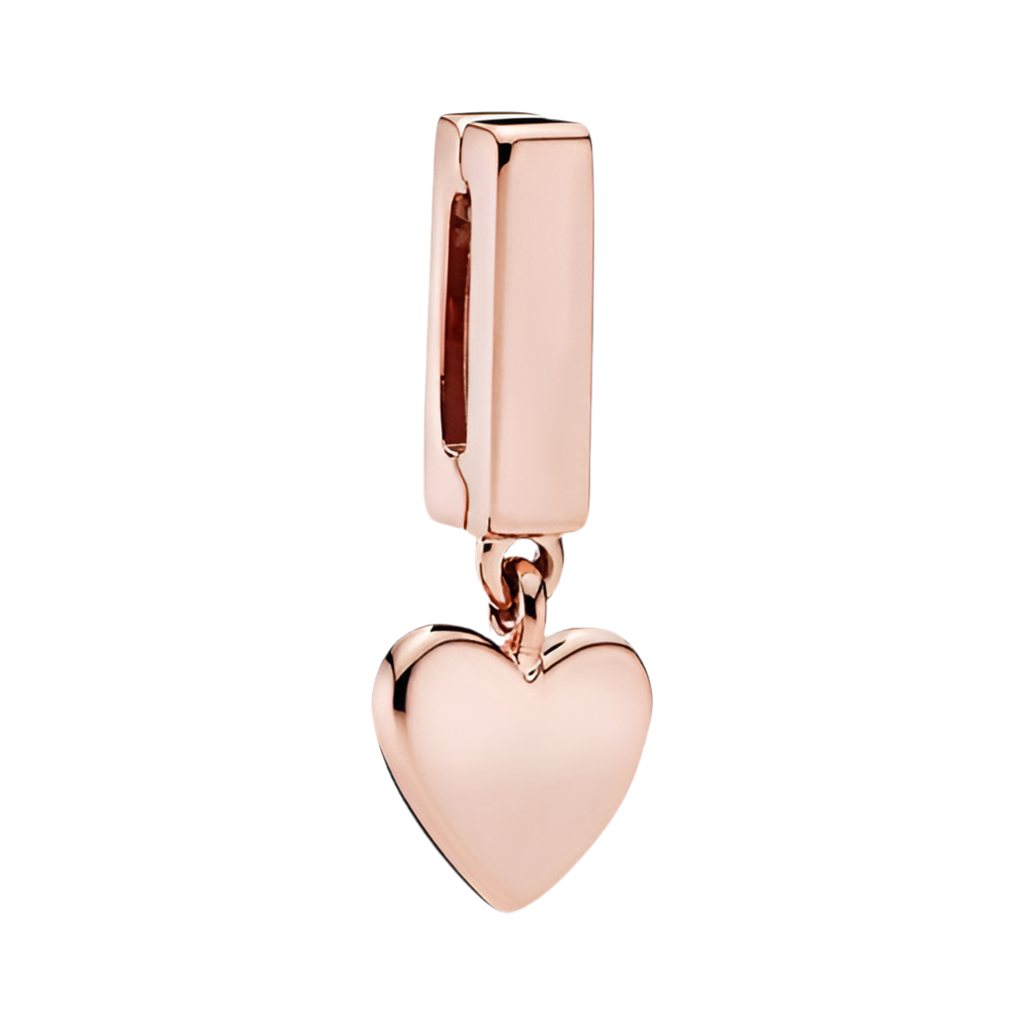 Charm Colgante Corazón Oro Rosa Recubrimiento Para Brazalete De Ondas Planas