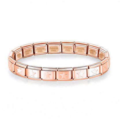 Brazalete Italiano Estrellas Oro / Oro Rosa