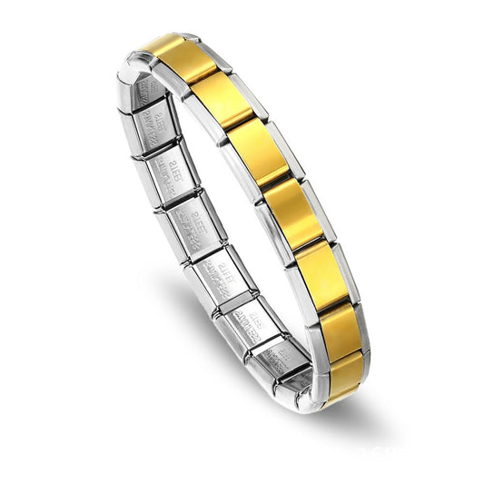 Brazalete Italiano Bicolor Oro Y Plata